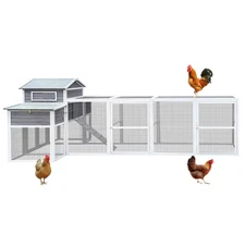 150" Large Chicken Coop Outdoor Wooden Hen House w Black Rust-Proof Metal Wire