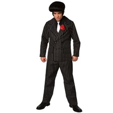 Morph Men's Gangster Costume, Men's 1920s Costume, Mens Mafia Outfit Large