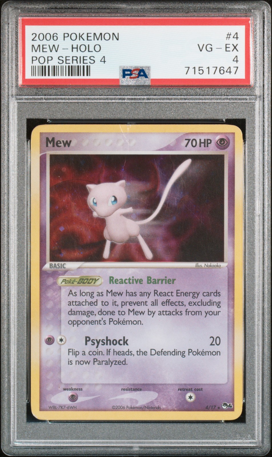 Mew Holo 4/17 Pop Series 4 Pokemon PSA 4