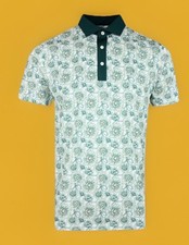  70 New Puma Pique Flower Fields Golf Polo Dark Myrtle / White Glow Size XXL