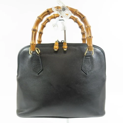 GUCCI Vintage Gucci Bamboo Line Mini Bag Handbag black Italy Women 102220