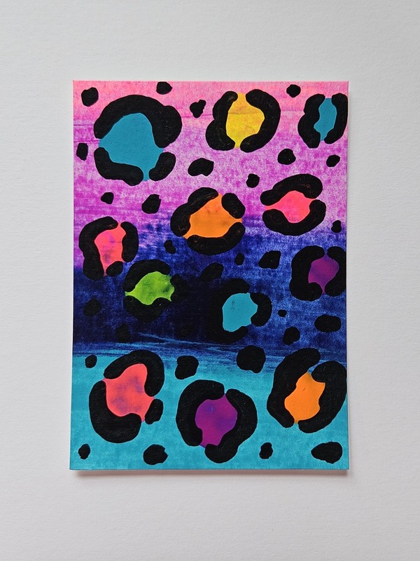 ACEO Original, Acrylic Scrape Painting, Jackie T Creates 90's Vibes #2, Rainbow
