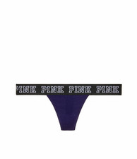 Victoria's Secret PINK Logo Thong Panty Deep Purple