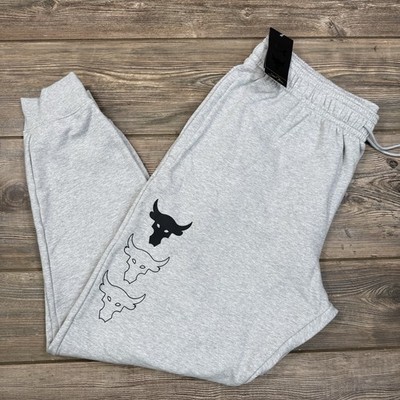 Under Armour Project Rock Rival Fleece Joggers Mens Size 2XL 1386876 Gray NEW