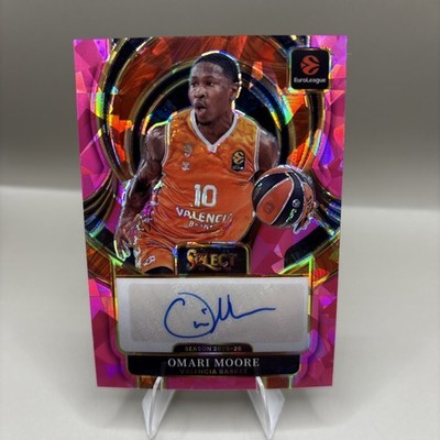 2025-26 Select EuroLeague Omari Moore Select Signatures Pink Ice Auto 1/25