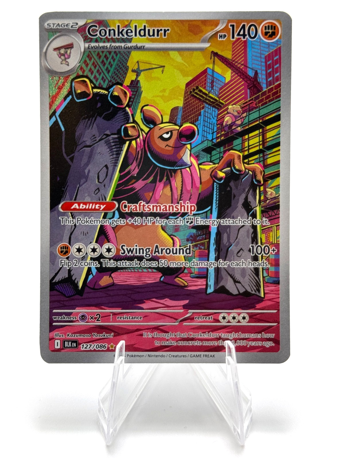 Pokemon Conkeldurr Illustration Rare IR Black Bolt 127/086