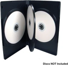 10 Pack Maxtek Standard 14mm Black Quad 4 Disc DVD Cases with Double Sided Fl...