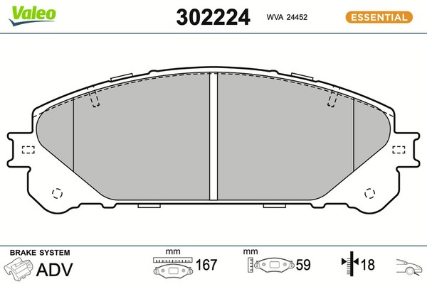 Valeo Bremsbelagsatz Scheibenbremse Essential 302224 FüR ES NX Toyota RAV RX 5 4-image