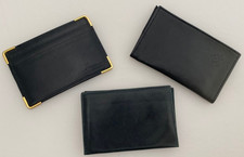 HARRODS, SELFRIDGES, SCONOSCIUTO. PACCHETTO DI 3 PORTA CARTE DI CREDITO IN PELLE NERA