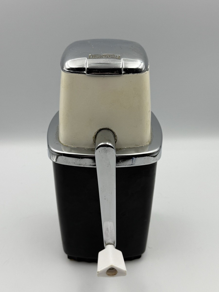 Swing-A-Way Vintage Ice Crusher Hand Crank Black White Chrome USA