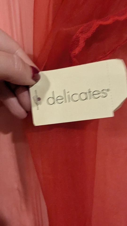 Vintage 80s Deadstock New Old Stock NWT Red Mesh and Lace Lingerie Cover up - Image 4 of 4