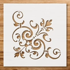Corner Flourish Home Decor Stencil for Custom Wall Art - StencilAir