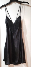Linea Donatella Women's Charlotte Bridal Charmeuse Satin Chemise - Black Small