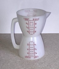 Vintage Tupperware Wet Dry Double Measuring Cup 8 oz 1 Cup Two-Sided Hourglass