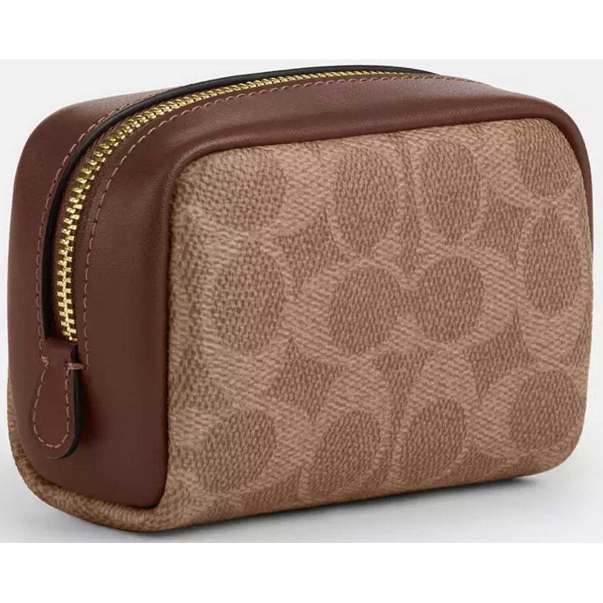Coach Women's Pouch Wristlet Pebbled Leather, Gold/Tan/Brown CW907