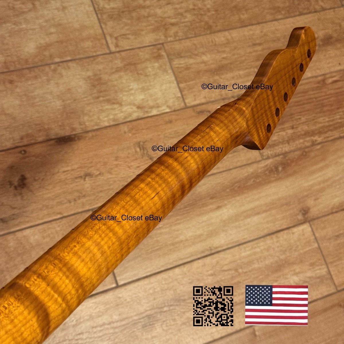 Roasted Flame Maple Tele Neck Satin Telecaster Fits Warmoth
