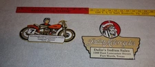 VINTAGE LOT OF 2 DIECUT PORCELAIN INDIAN MOTORCYCLE HARLEY DAVIDSON GAS OIL SIGN