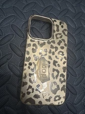 Loopy iPhone 14 Pro Phone Case (Gold Leopard Design)