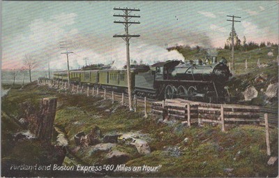 Portland And Boston Express 60 Miles An Hour Maine ME 1910s Locomotive Postcard