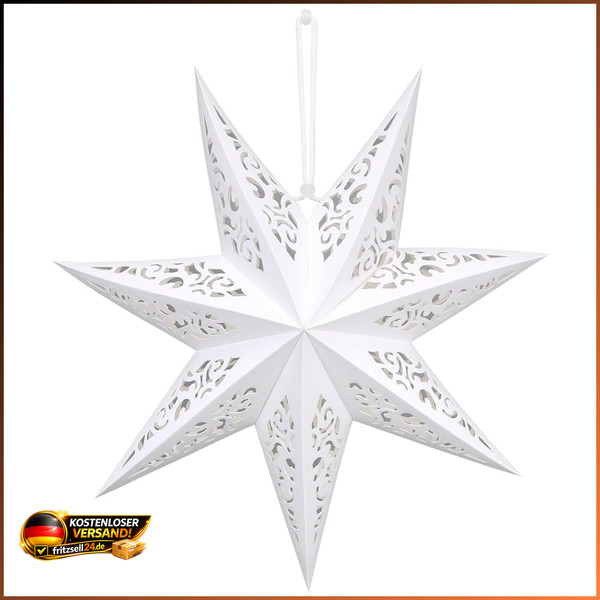 Papierstern Weihnachten 45 Cm Ø Weiß Faltstern AushöHlen Lampenschirm-image