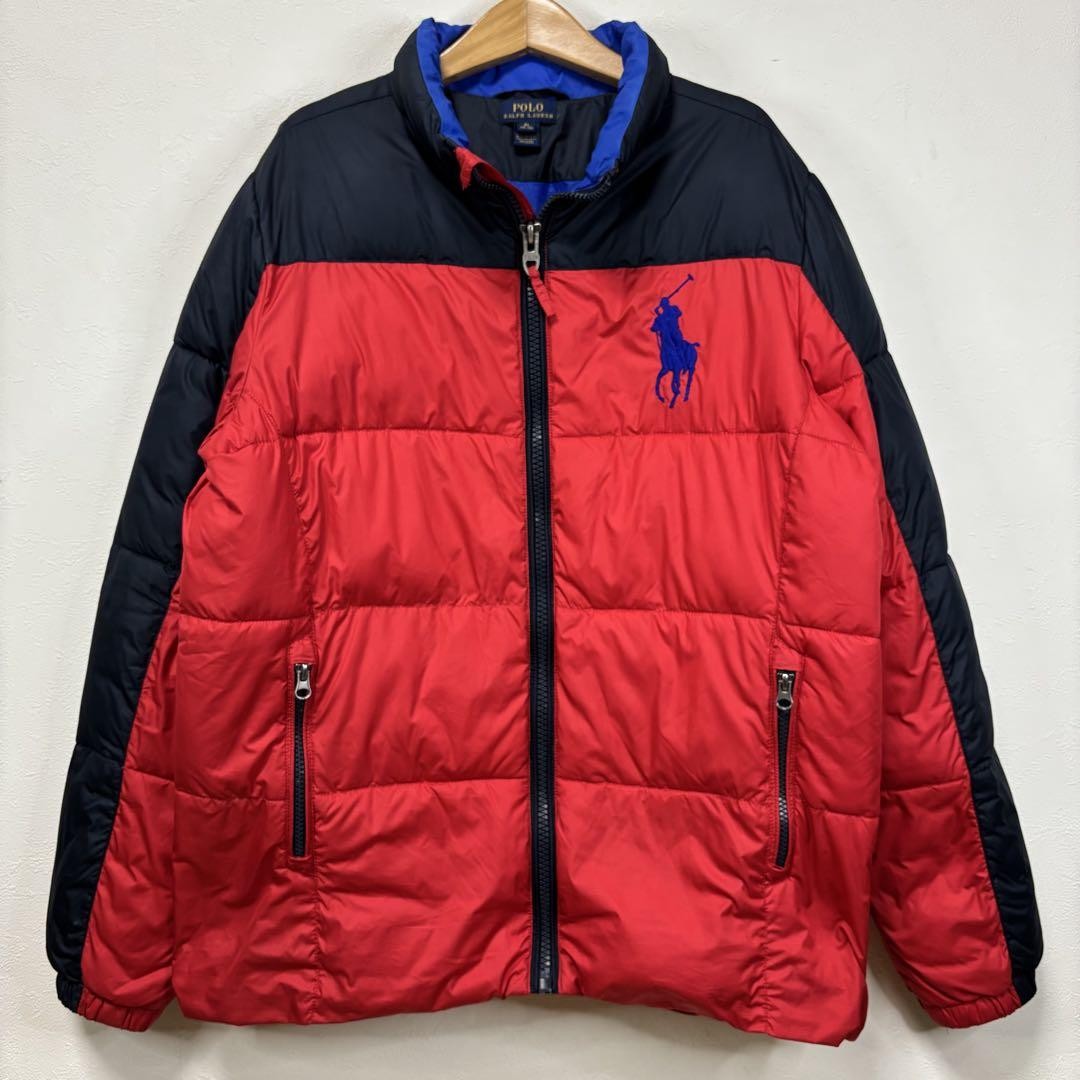 Piumino Polo Ralph Lauren rosso nylon ricamato logo pony XL originale dal GIAPPONE