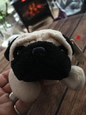 TY Beanie Buddy Pugsly Pug Dog Plush Doll Stuffed Animal Vintage w/Tag