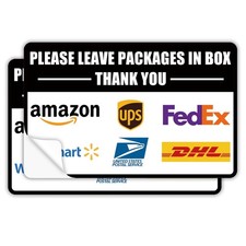 2 Pack Delivery Signs for Packages - 11 x 7 Inches Vinyl Self-adhesive Sticke...