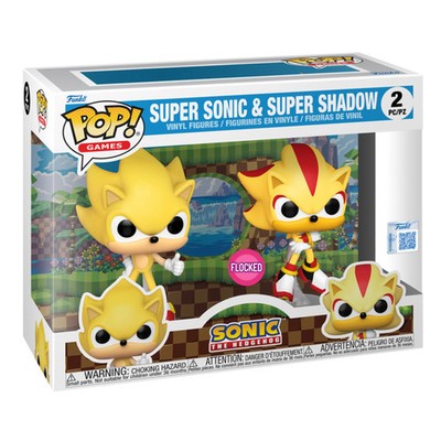 Sonic the Hedgehog Super Sonic & Super Shadow Flocked Exclusive 2 Pack Funko Pop