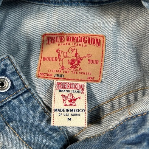 True Religion Kurtka jeansowa Damska Medium Niebieska Denim Klapa Kieszeń Trucker Jimmy - Zdjęcie 3 z 12