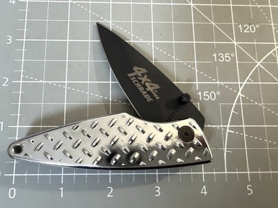Vintage SCHRADE USA SQ447 Silhouette 4x4 Diamond Plate Handle Linerlock Knife