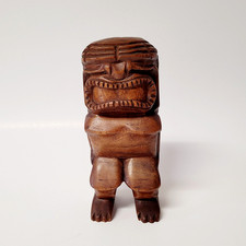 Vintage Hawaiian Tiki Wood Hand Carved Figure Statue 8"