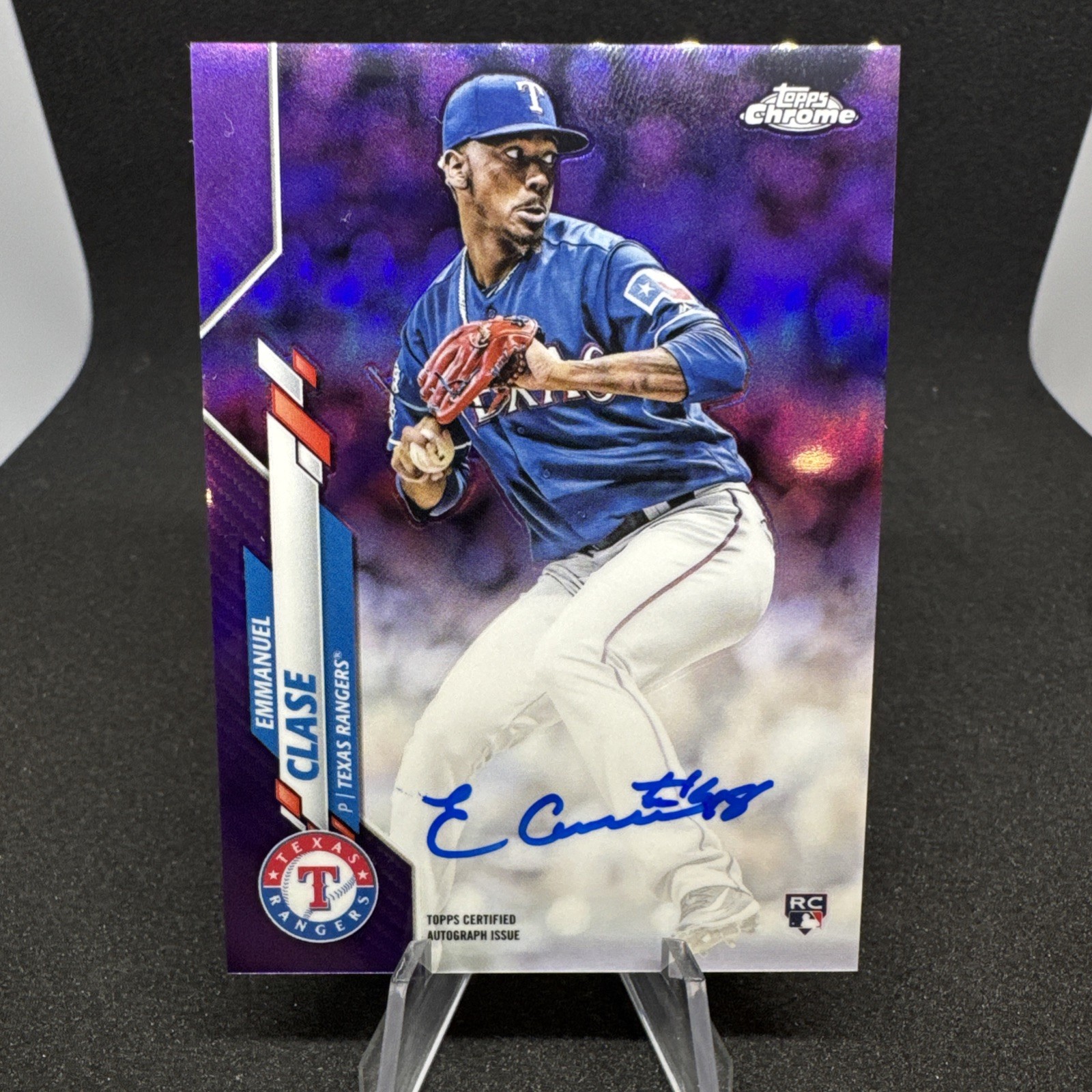 2020 Topps Chrome Emmanuel Clase Auto Purple Refractor /250 RC Rangers RA-EC MLB
