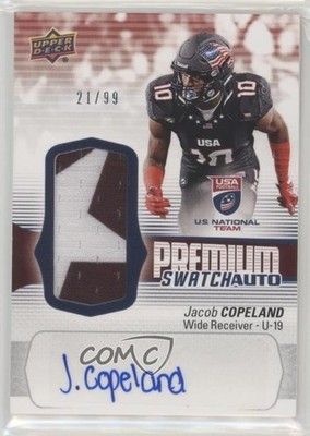 2018 Upper Deck USA Football U19 Premium Swatch 21/99 Jacob Copeland Auto 0jd0