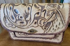Vintage Hand Tooled Mexican Leather Purse - Needs New Strap