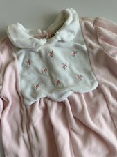 Vintage Buster Brown Size 6/9 Months Pink Velvet Floral Romper
