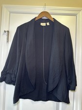 Chicos Black Open Sz 3 Blazer 16/18-XL Retails 169 Work Siren Academia Preppy