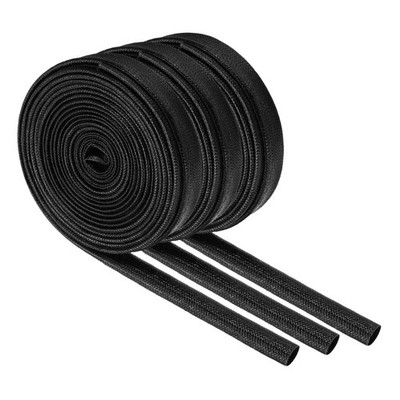3Pcs Wire Insulation Braid Fire Sleeve,16.4Ft-8mm ID Black, High Temp Silicone