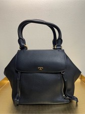 Tory Burch Black Pebbled Leather Satchel Handbag
