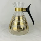 Vintage PYREX Gold Striped Atomic Coffee Carafe Borosilicate Glass 1960s