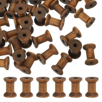 100Pcs Wooden Empty Spools Unfinished Wood Thread Bobbins 1.2''x0.8'' Brown