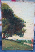 Impressionist painting - Tree in a coastal landscape - oil - Monet interest