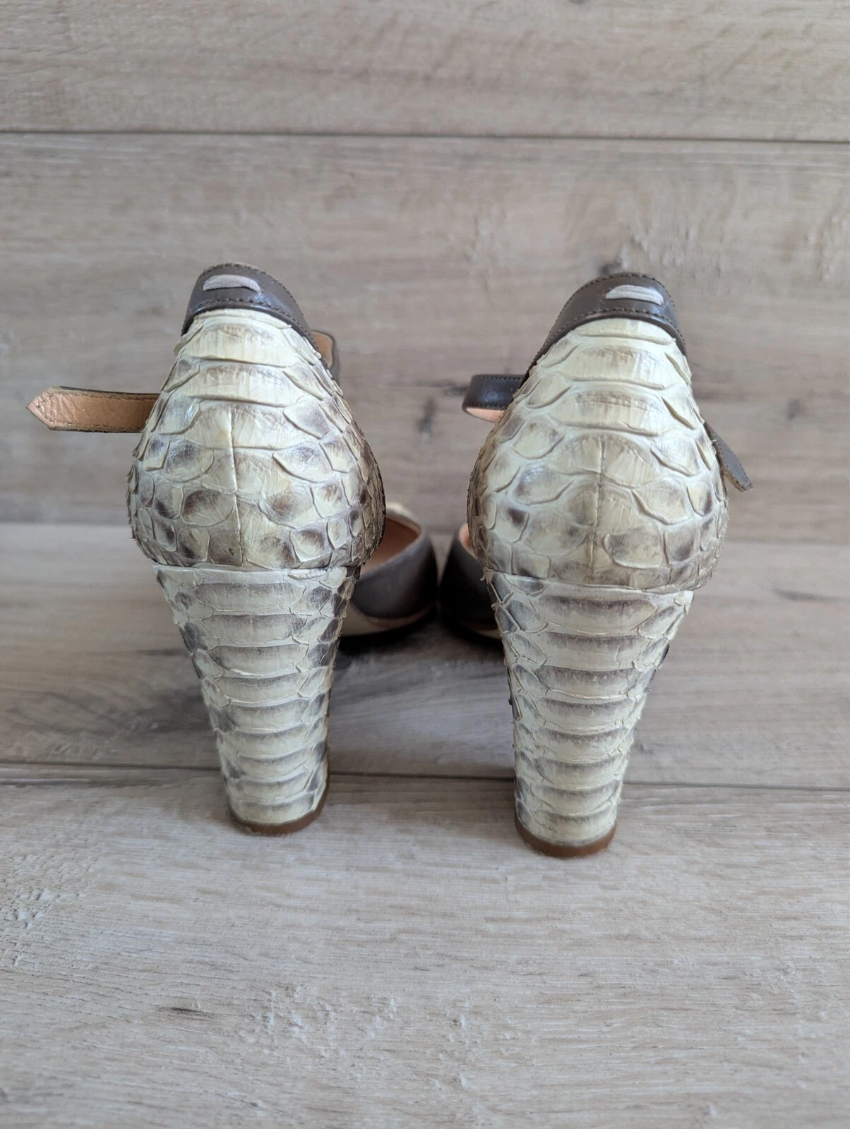 Scarpe decolte tacco Maison Margiela replica cinturino pelle rettile taglia 39