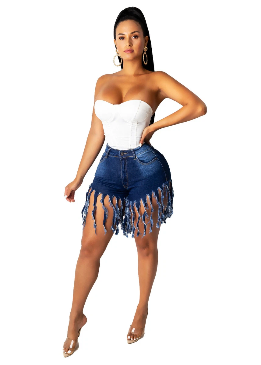 High waisted hotsell fringe shorts