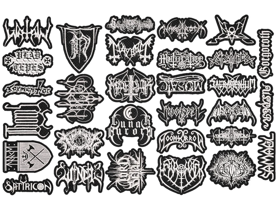 BLACK METAL full EMBROIDERY Shaped 10pcs/Lot Random Mix Sew-On Patches - Image 3 of 3