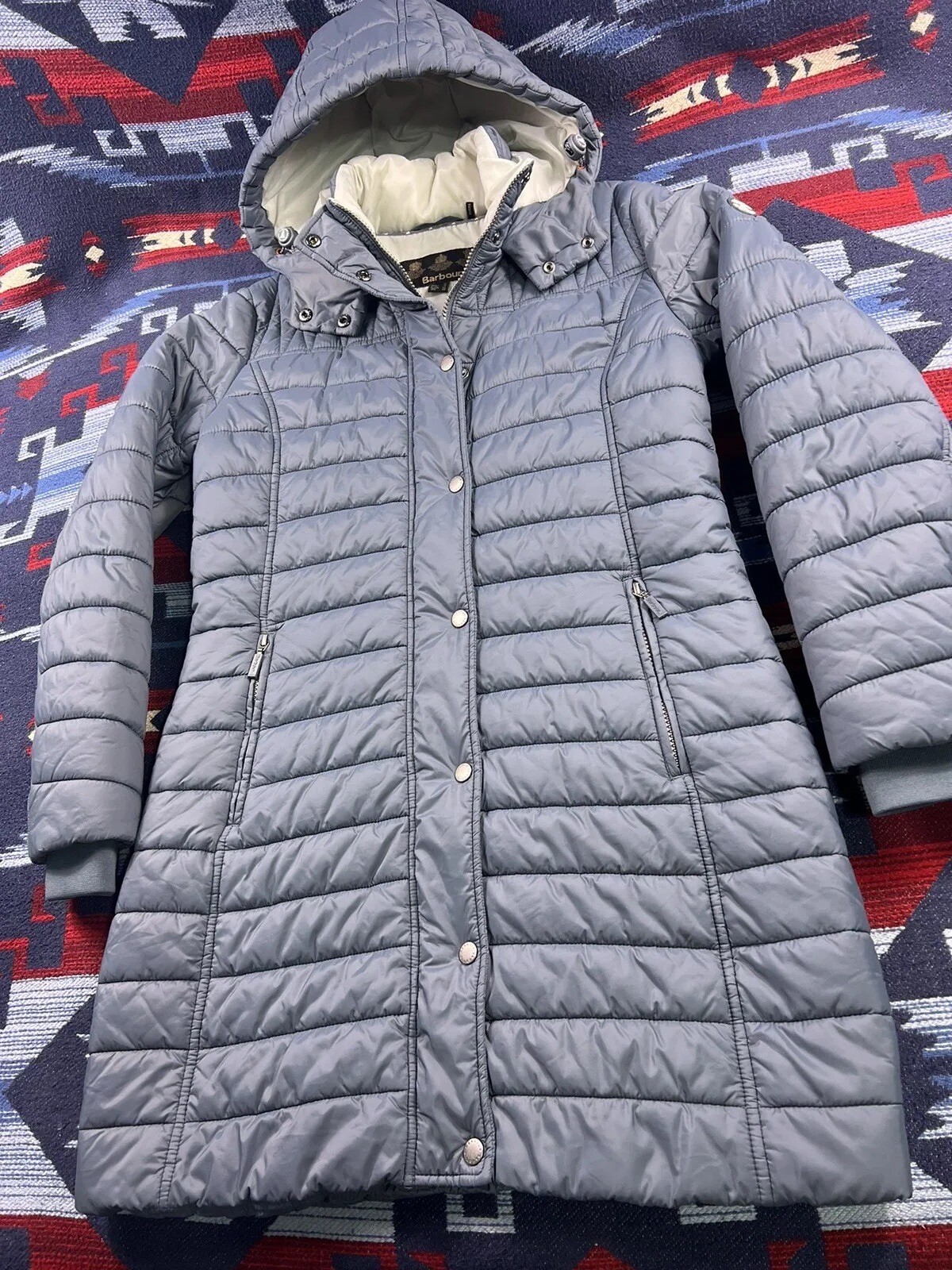 Barbour International Gaiter Women's Hooded Quilted Puffer Jacket Parka Coat M 6 image 2