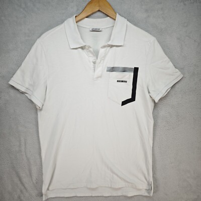 BIKKEMBERGS Poloshirt Herren Polohemd Shirt Polokragen Gr. M Weiß Baumwolle 