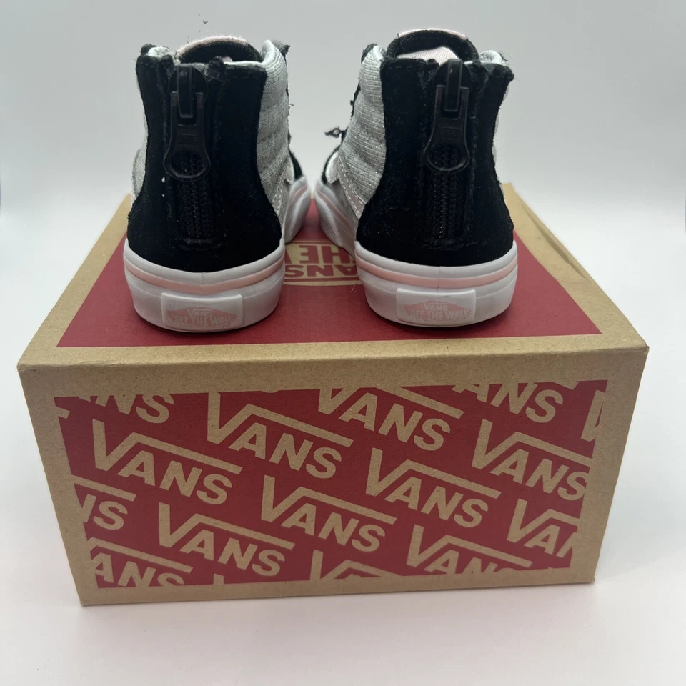 Vans Niños Fuera de la Pared Brillo Dos Tonos Negro Gris Sk8-Hi Cremallera Niño Pequeño Talla 4 Foto 3 de 4