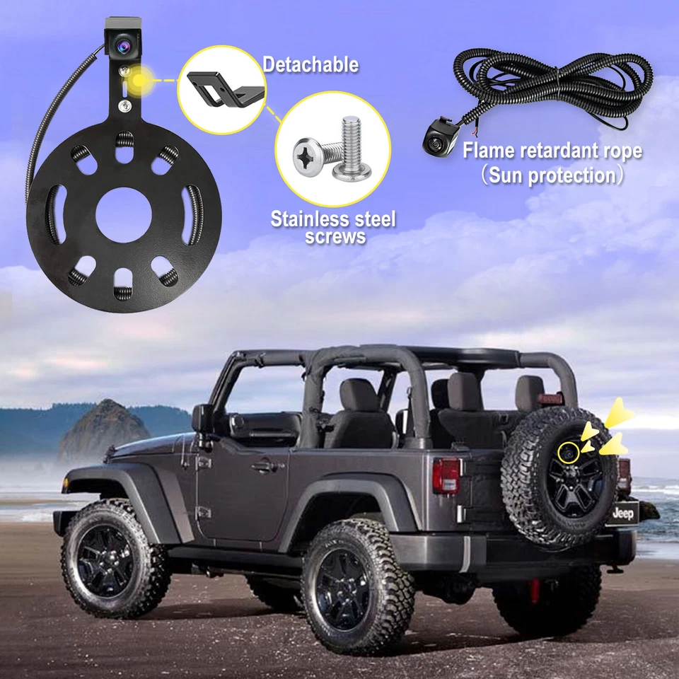 Wireless 5'' Monitor with Spare Tire Mount Backup Reverse Camera Jeep Wrangler - Image 2 of 4