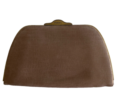 FOSSIL Women's Clutch Shoulder Dress Bag Cowhide Leather Croc