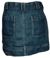 EXPRESS PRECISION FIT 8 Flip Pkt Indigo Distress Coloring Denim JEAN SKIRT -525